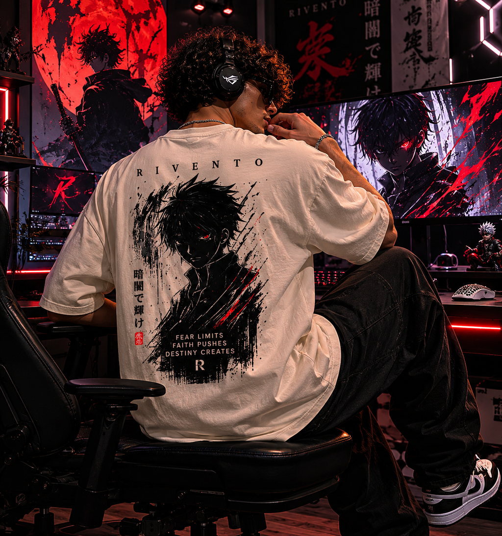 Shadow Reaper Anime Back Print Oversized T-Shirt for Men