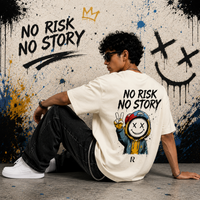 No Risk No Story Oversized Graphic T-Shirt for Men