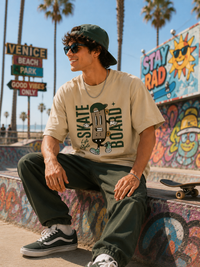 Skateboard Vibes Graphic Oversized T-Shirt for Men