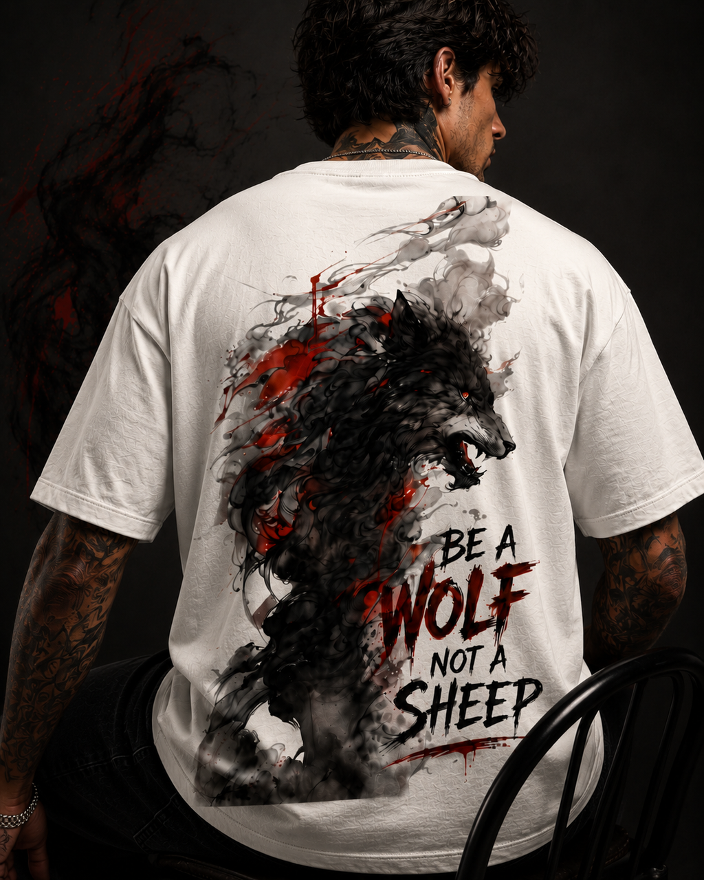Be A Wolf Not A Sheep Back Print Oversized T-Shirt for Men