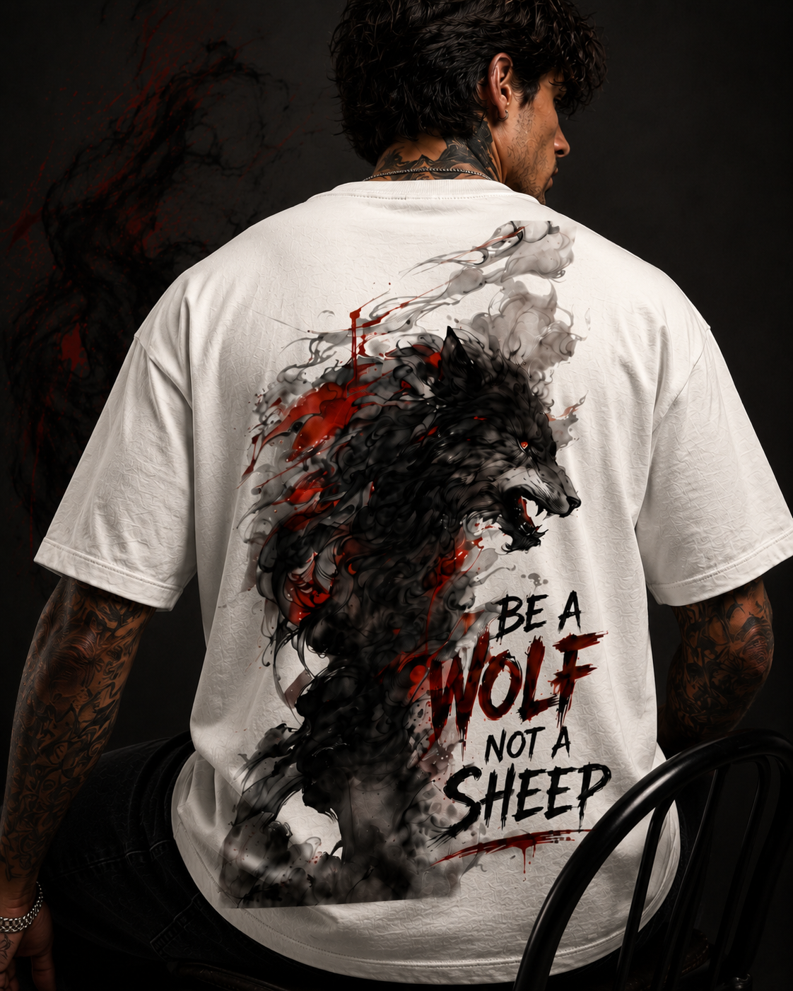 Be A Wolf Not A Sheep Back Print Oversized T-Shirt for Men