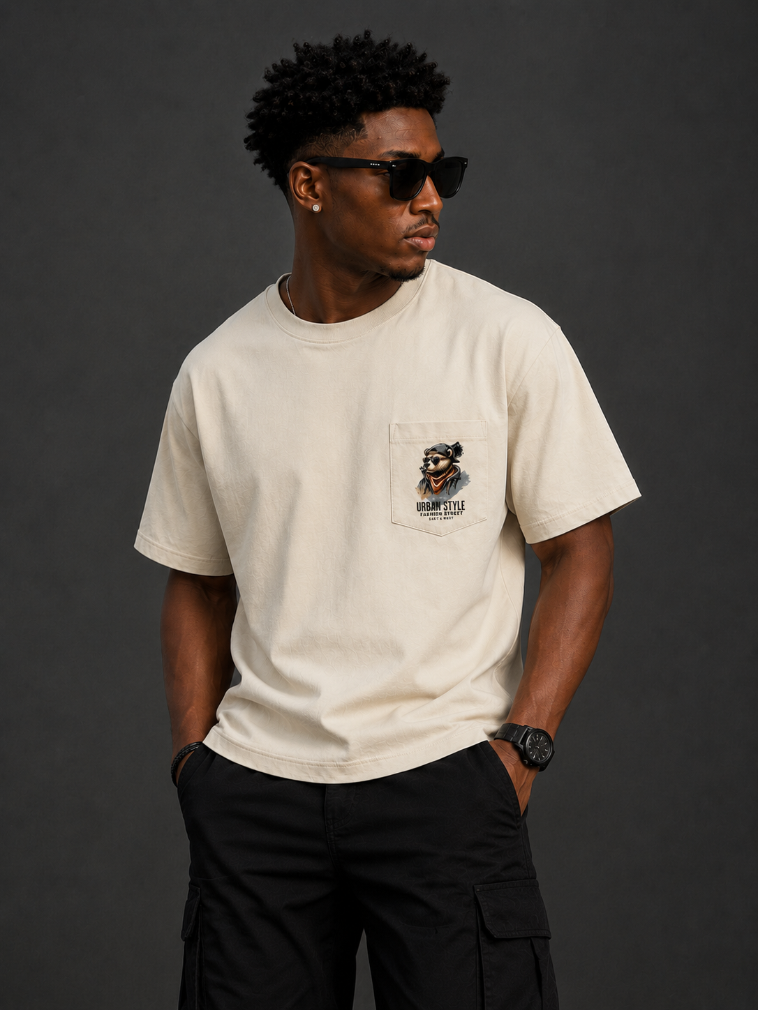 Urban Bear Streetwear Oversized T-Shirt for Men