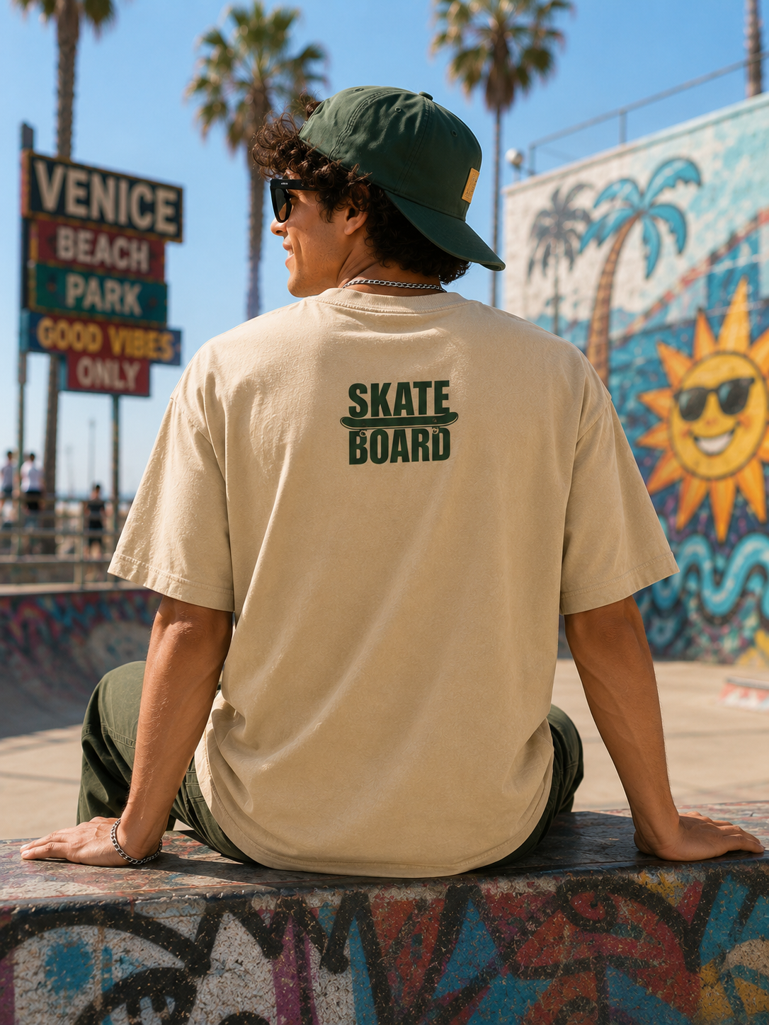Skateboard Vibes Graphic Oversized T-Shirt for Men