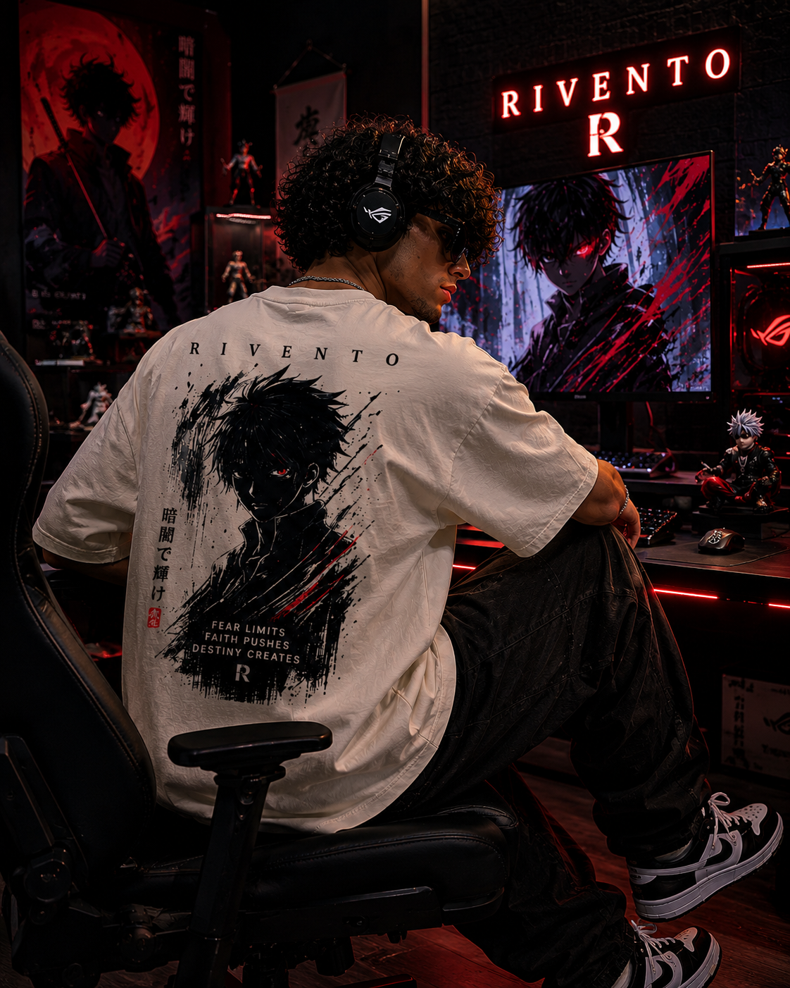 Shadow Reaper Anime Back Print Oversized T-Shirt for Men