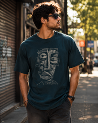 Tribal Face Teal Men's Classic Fit T-Shirt