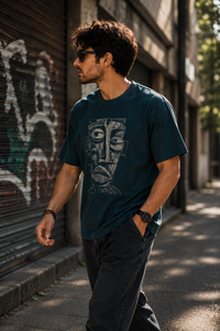 Tribal Face Teal Men's Classic Fit T-Shirt