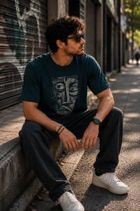 Tribal Face Teal Men's Classic Fit T-Shirt