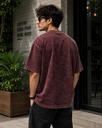 Vegvisir Viking Compass Maroon Oversized T-Shirt