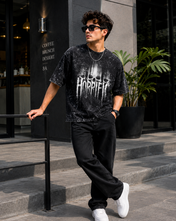 Horrific Gothic Skull Black Oversized T-Shirt