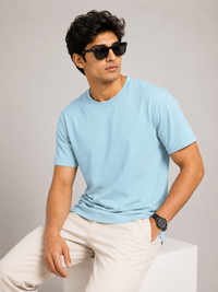Sky Blue Premium Solid Classic Fit T-Shirt