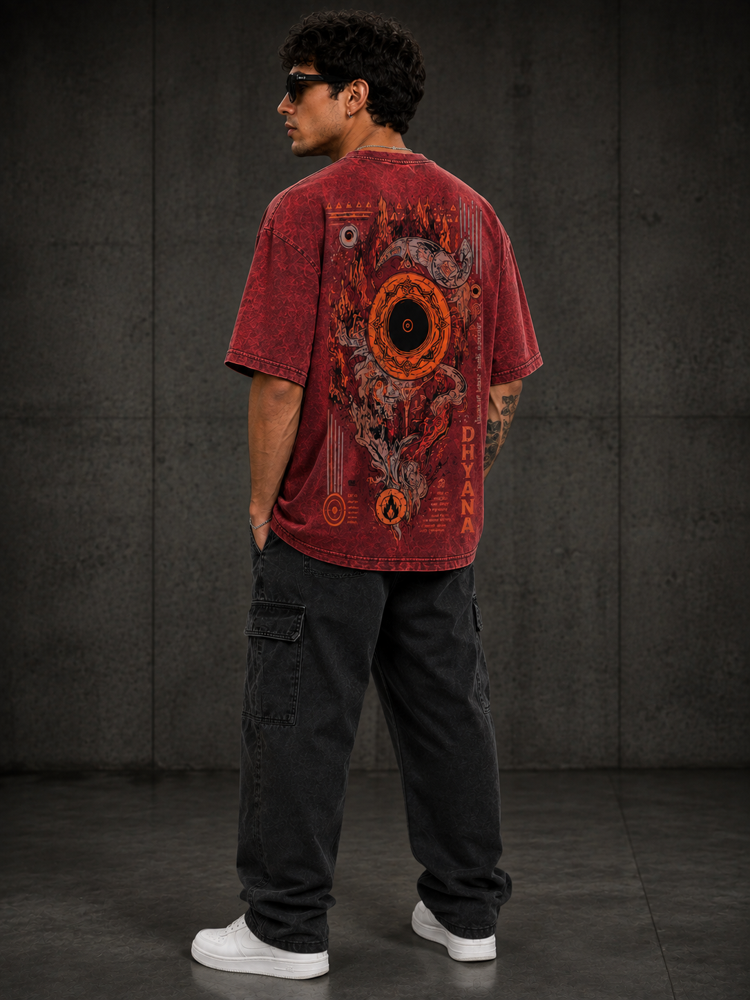 Dhyana Red Oversized Graphic T-Shirt