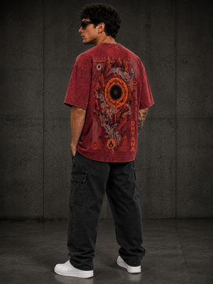Dhyana Red Oversized Graphic T-Shirt
