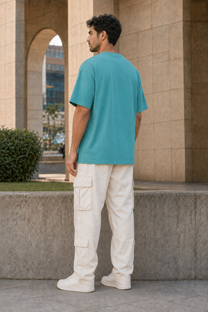 Rivento GeoForm Abstract Graphic Oversized T-Shirt – Sky Blue