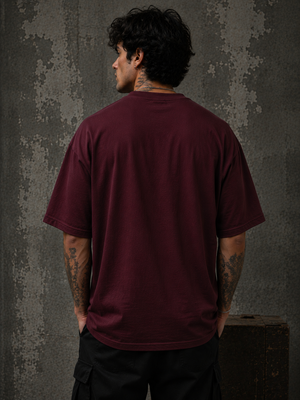 Rich Man Oversized Maroon Graphic T-Shirt