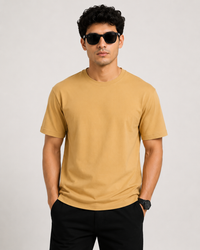 Beige Premium Solid Classic Fit T-Shirt