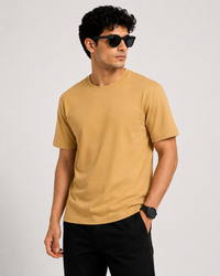 Beige Premium Solid Classic Fit T-Shirt