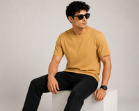 Beige Premium Solid Classic Fit T-Shirt