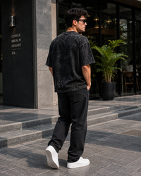 Midnight Storm Black Acid Wash Men's Oversized T-Shirt