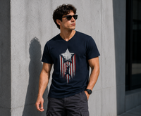 Captain Shield Navy Men's Classic Fit V-Neck T-Shirt