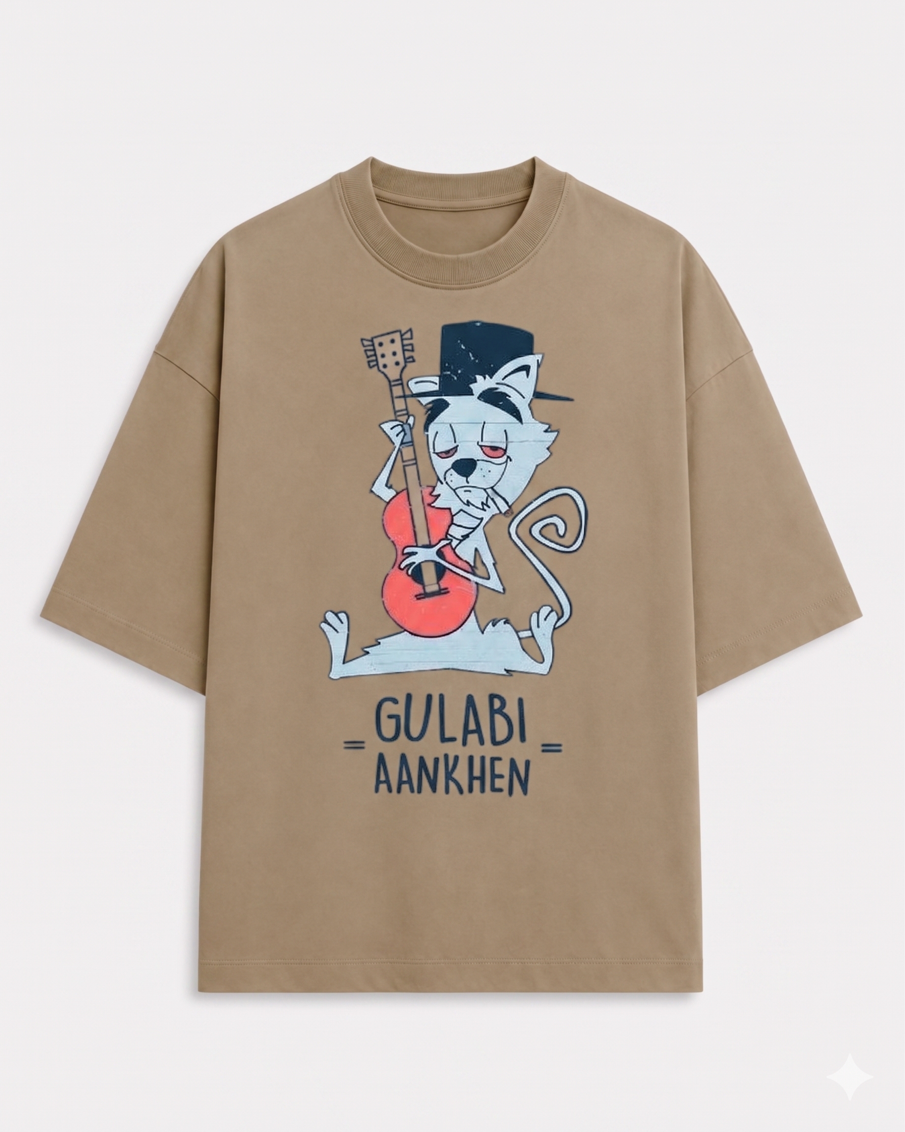 Gulabi Ankhen Graphic in Brown - Rivento Fashion oversized t-shirt for men