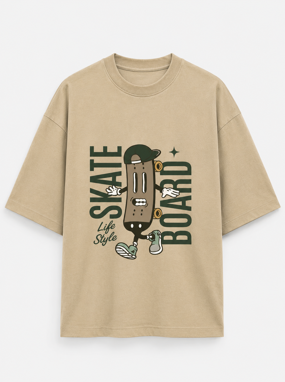 Skate Board  Oversized T-Shirt in Taupe - Rivento Fashion oversized t-shirt for men