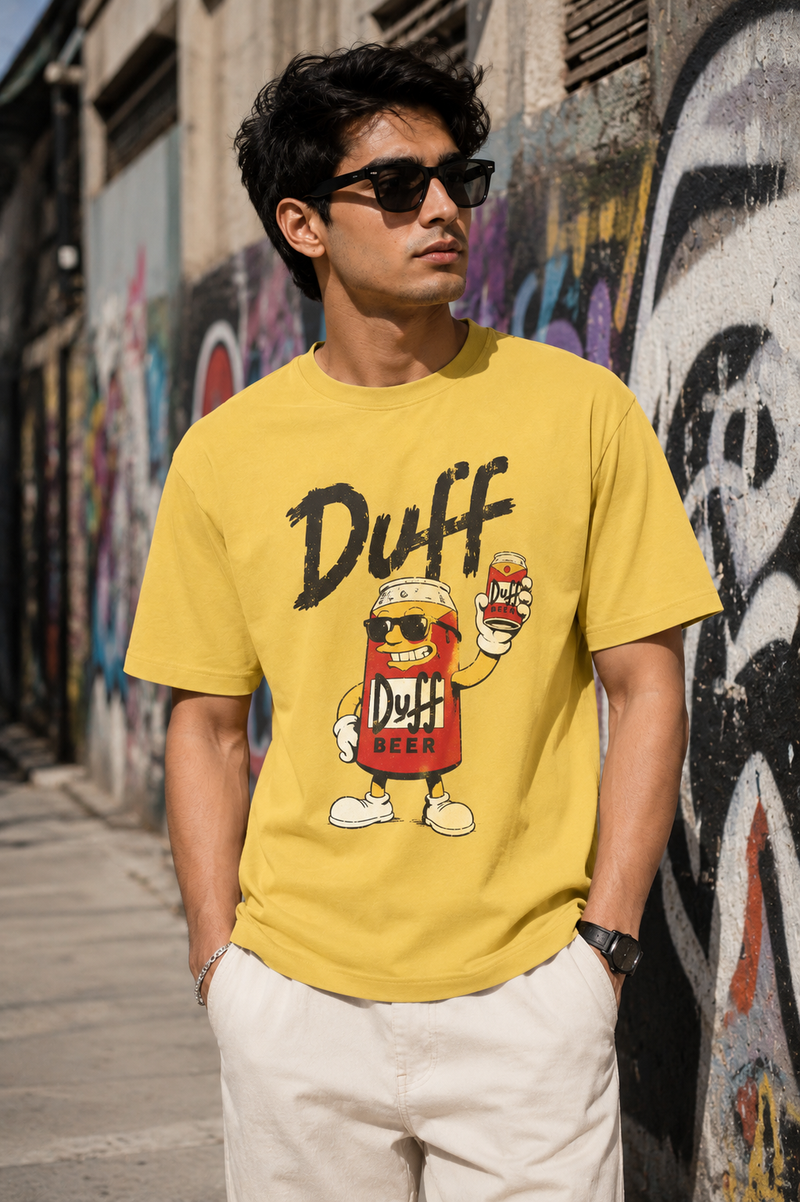 Duff Cartoon Yellow Men's Classic Fit T-Shirt