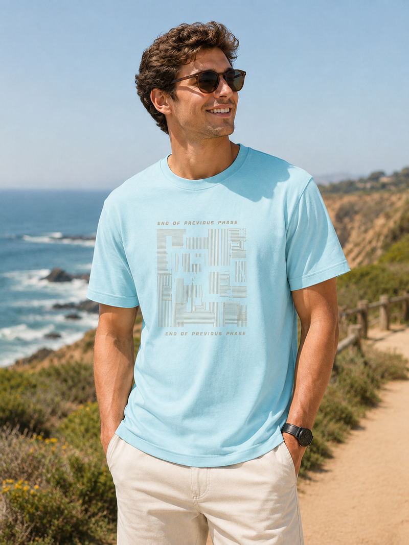 Minimal Horizon Sky Blue Men's Classic Fit T-Shirt