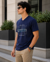 Everything Takes Time Navy Blue Men's Classic Fit V-Neck T-Shirt