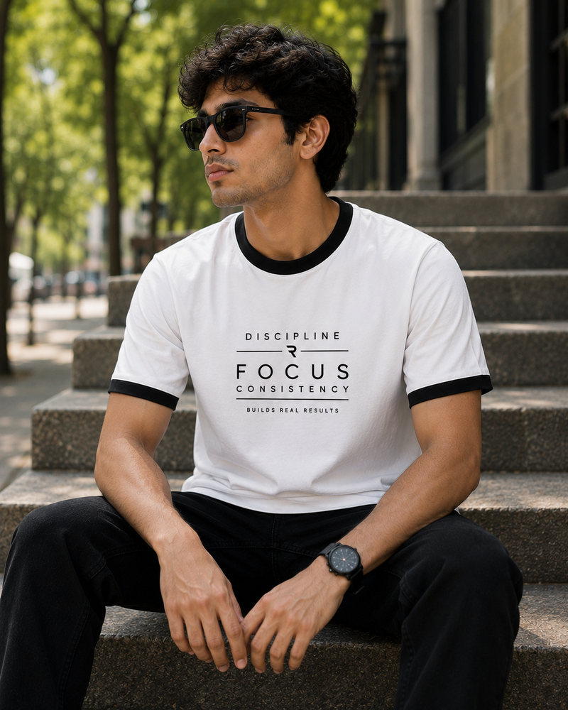 Focus White Men's Classic Fit Ringer T-Shirt