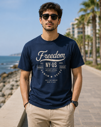 Freedom NYUS Navy Blue Men's Classic Fit T-Shirt