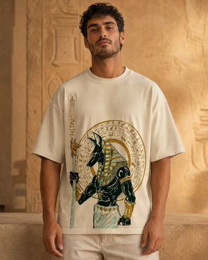 Anubis Egyptian God Graphic Oversized T-Shirt