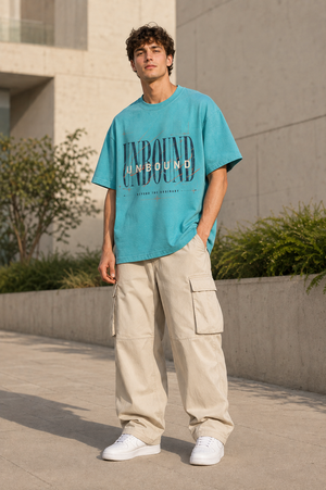 Rivento Unbound Beyond the Ordinary Graphic Oversized T-Shirt – Sky Blue