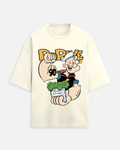 Popeye Graphic Animation Oversized T-Shirt in White - Rivento Fashion oversized t-shirt for men