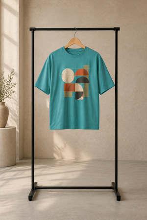 Rivento GeoForm Abstract Graphic Oversized T-Shirt – Sky Blue