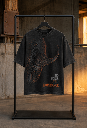 Rivento No Noise Just Dominance Bull Graphic Oversized T-Shirt Black