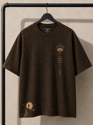 Stay Aware Brown Oversized Graphic T-Shirt