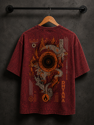 Dhyana Red Oversized Graphic T-Shirt