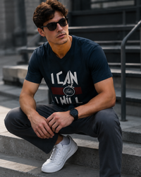 I Can I Will Charcoal Men's Classic Fit V-Neck T-Shirt