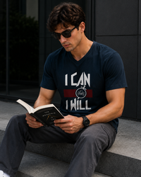 I Can I Will Charcoal Men's Classic Fit V-Neck T-Shirt