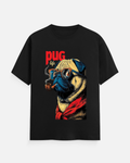 Smoking Pug Graphic Oversized T-Shirt in Black - Rivento Fashion oversized t-shirt for men