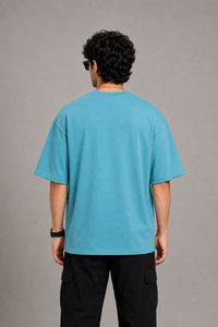 Lagoon Blue Men's Solid Oversized T-Shirt