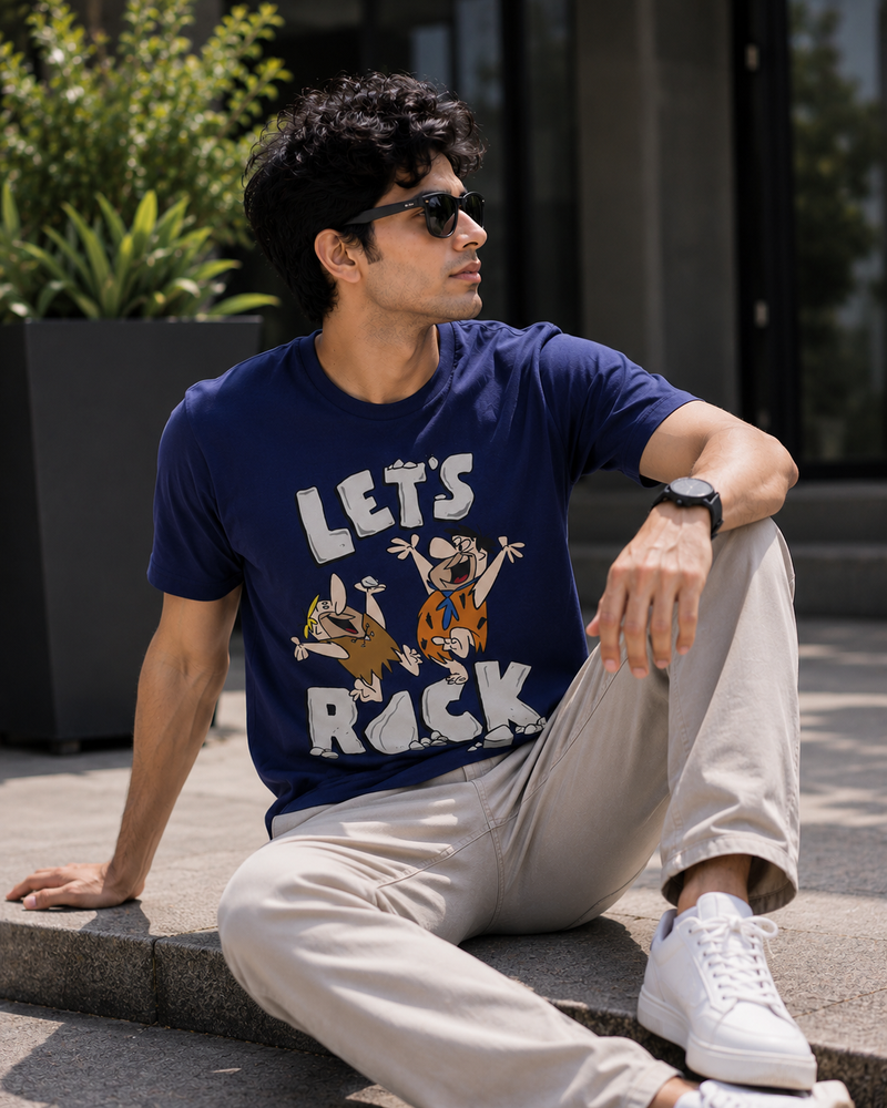 Let's Rock Navy Blue Men's Classic Fit T-Shirt