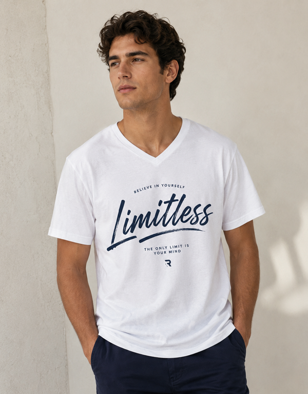 Limitless White Men's Classic Fit V-Neck T-Shirt