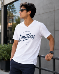 Limitless White Men's Classic Fit V-Neck T-Shirt