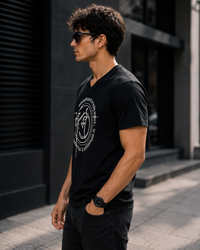 Mystic Mandala Black Men's Classic Fit V-Neck T-Shirt