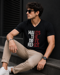 Makes the Difference Black Men's Classic Fit V-Neck T-Shirt