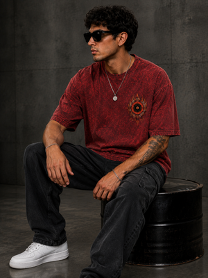 Dhyana Red Oversized Graphic T-Shirt
