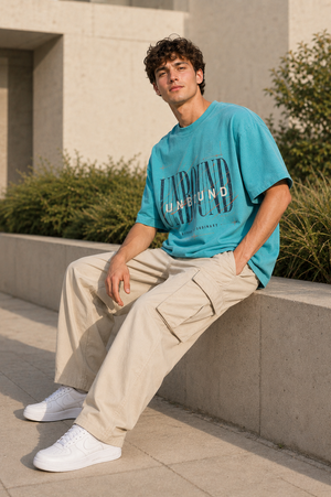 Rivento Unbound Beyond the Ordinary Graphic Oversized T-Shirt – Sky Blue