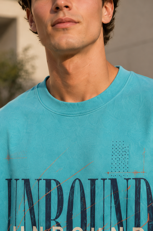 Rivento Unbound Beyond the Ordinary Graphic Oversized T-Shirt – Sky Blue