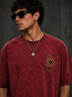 Dhyana Red Oversized Graphic T-Shirt